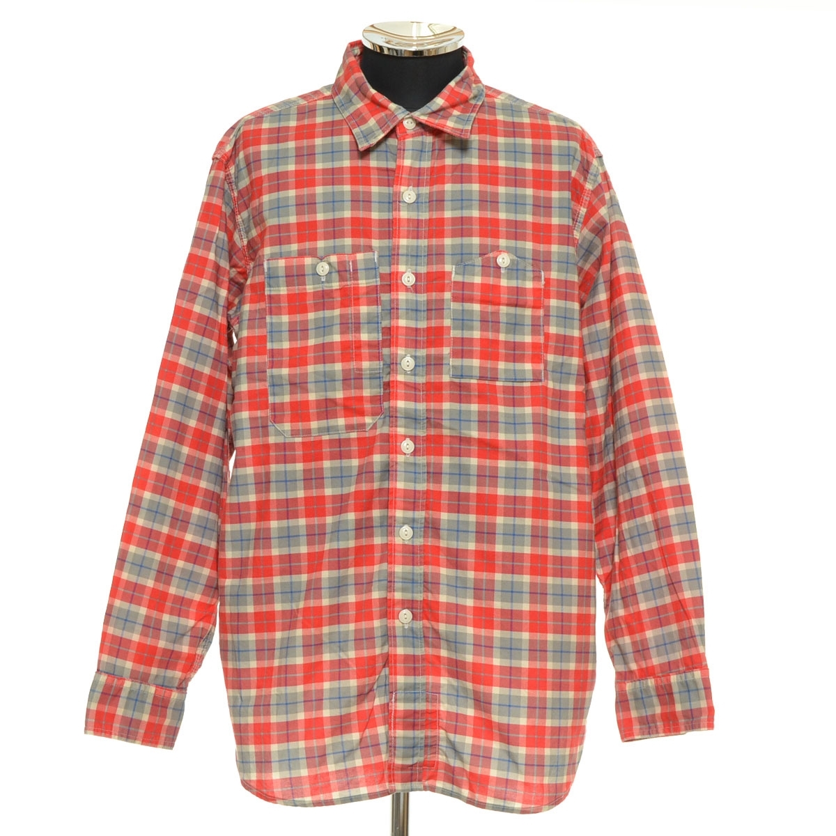 ●560159 Engineered Garments エンジニアドガーメンツ ●ワークシャツ 長袖 タータンチェック サイズS メンズ USA製 レッド拍卖