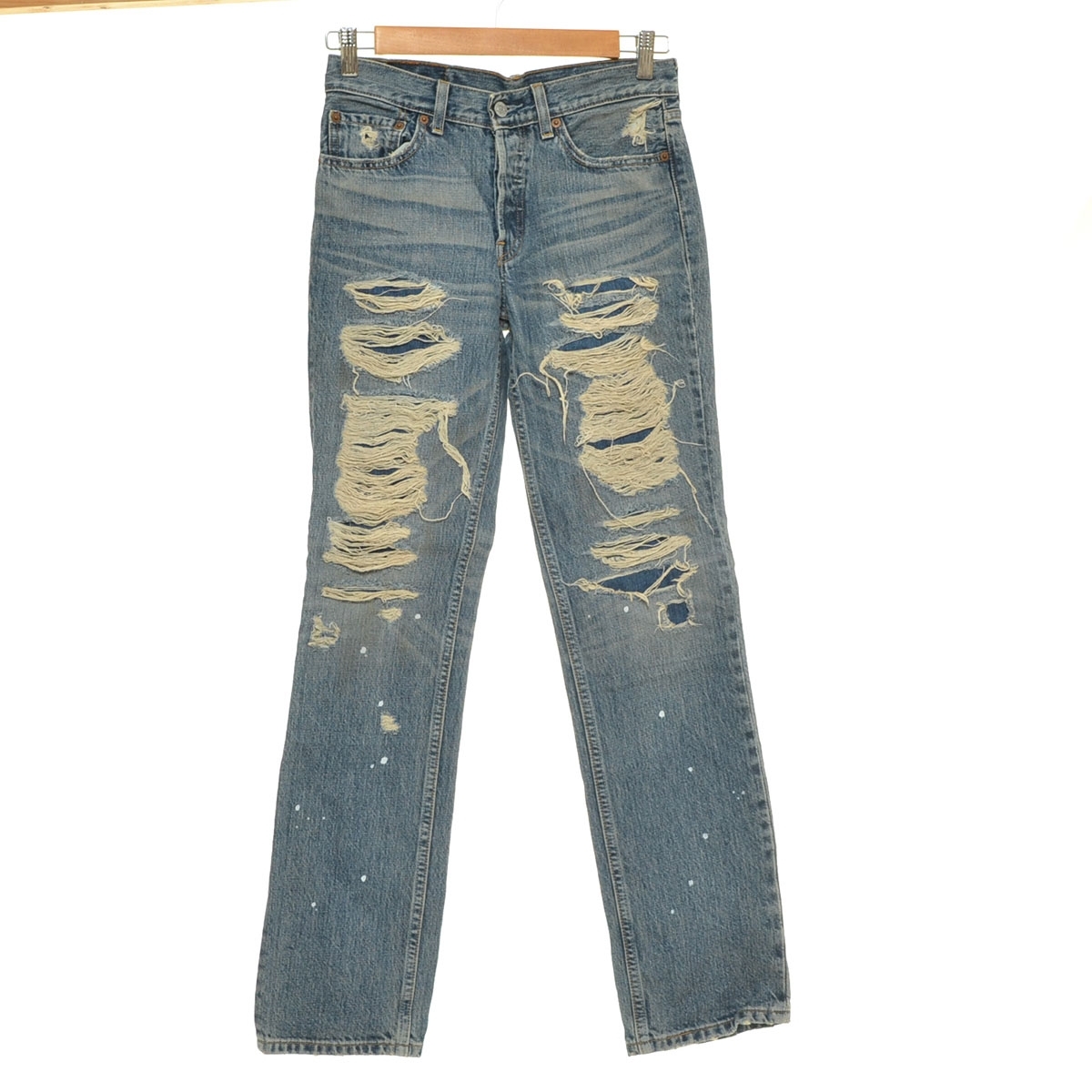 ■541977 LEVI'S リーバイス ●デニムパンツ 501ダメージジーンズ スーパースペシャルユーズド W501-0049 サイズw28 レディース インディゴ拍卖