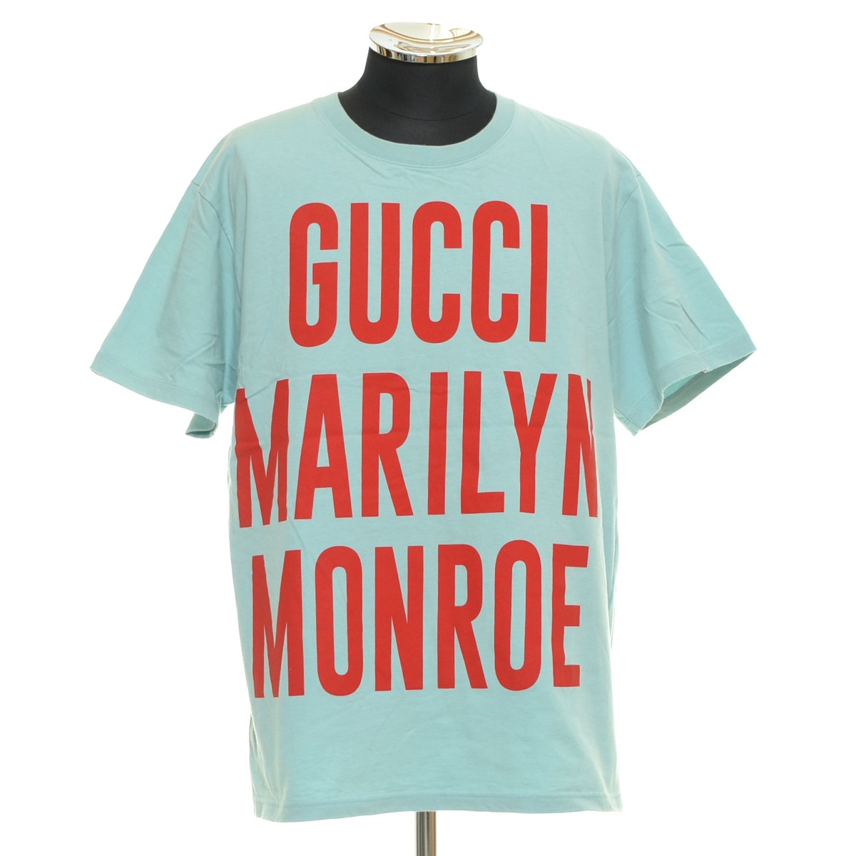 ●551781 GUCCI グッチ ●ビッグロゴ Tシャツ 半袖 22AW MARILYN MONROE 548334 XJEI4 サイズM メンズ イタリア製 ライトブルー拍卖