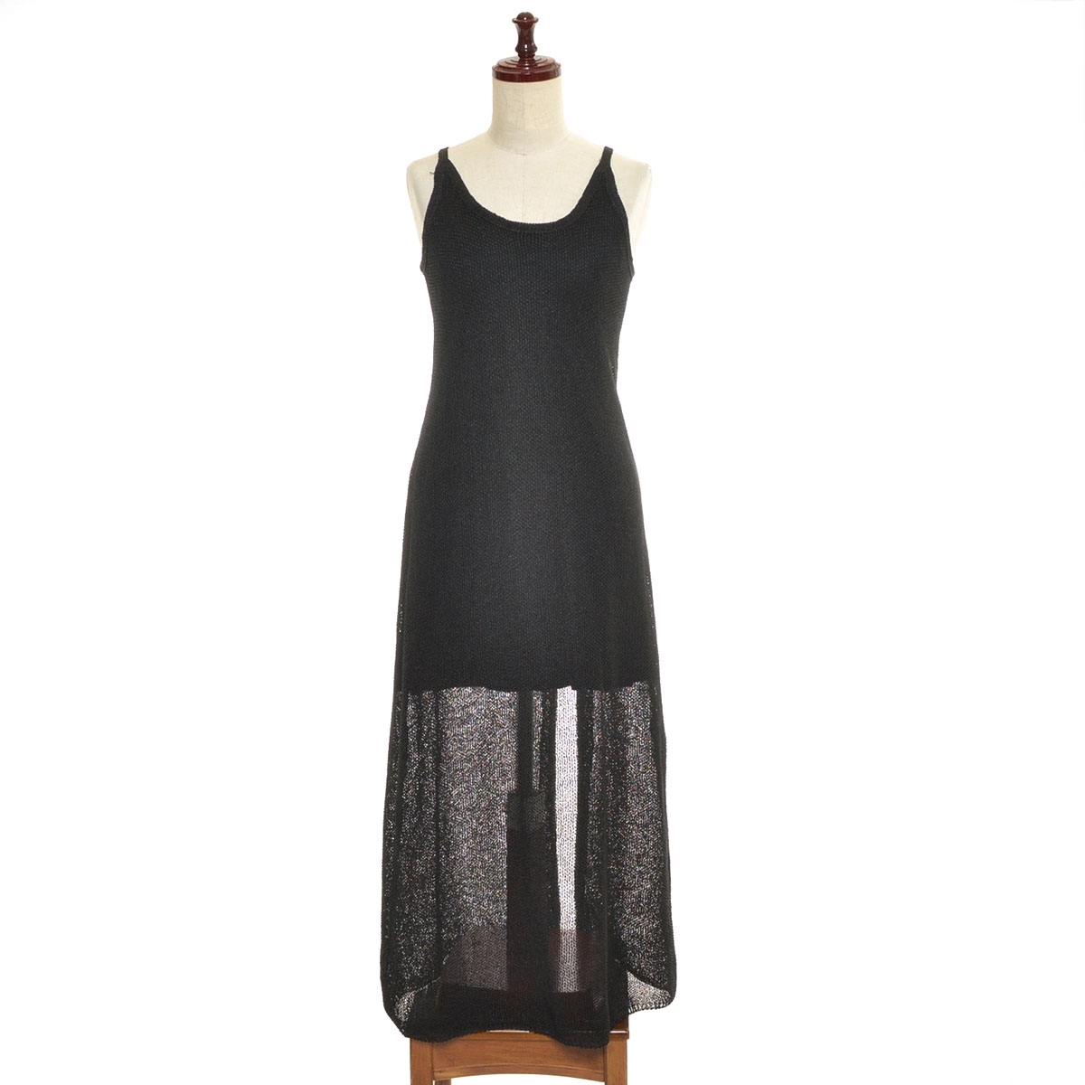 ■559083 eimy istoire エイミーイーストワール ●メッシュギマロングキャミニットワンピース サイズXS 22ss スリット レディース ブラック拍卖