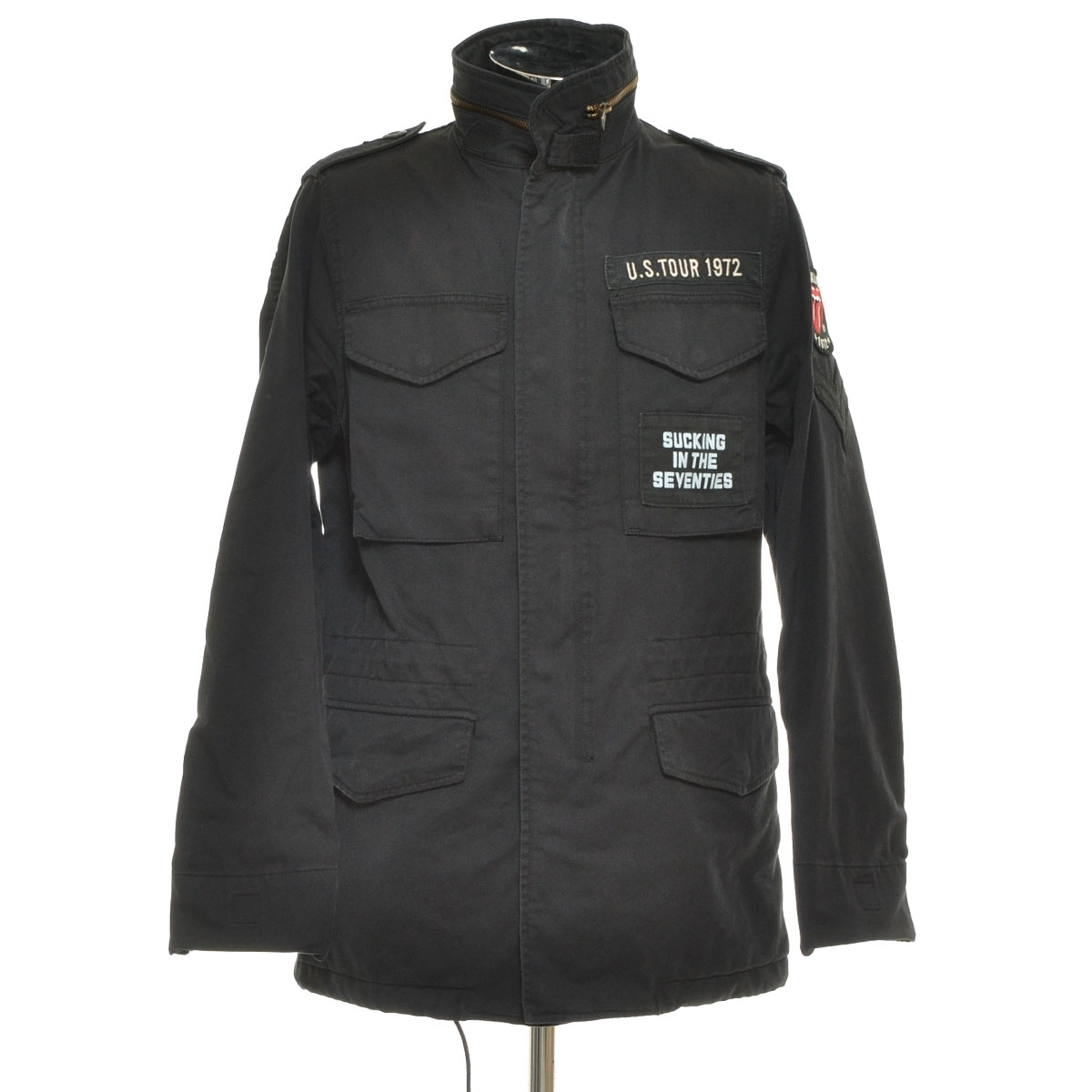 ●558013 HYSTERIC GLAMOUR ヒステリックグラマー ●M-65 フィールドジャケット THE ROLLING STONES 0241AB07 サイズS メンズ ブラック拍卖