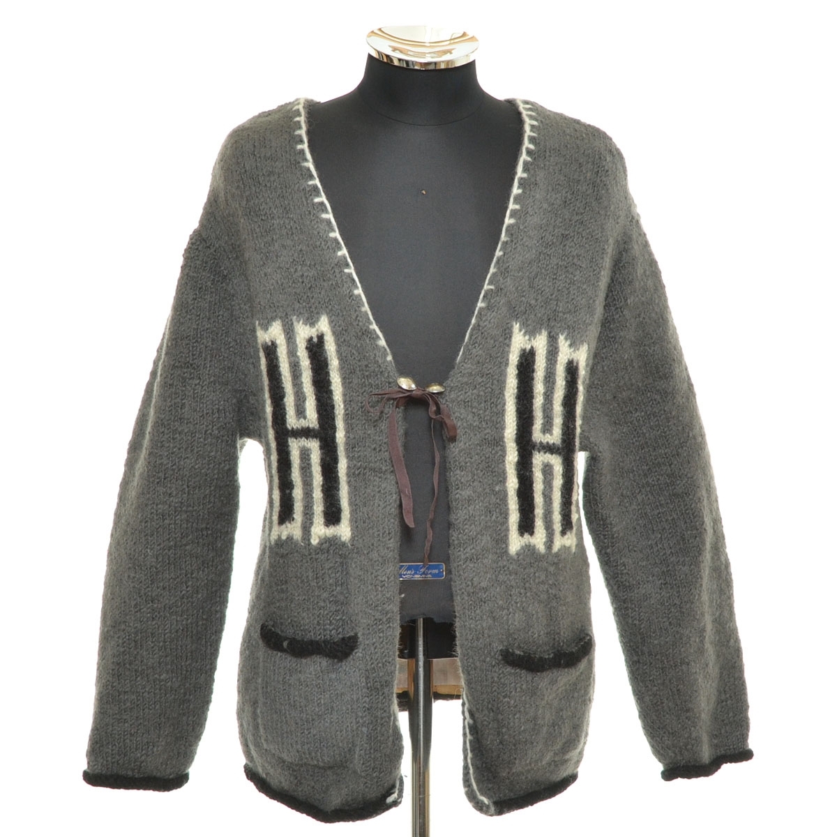 ●561533 HOLLYWOOD RANCH MARKET カーディガン ●HIMARAYA スラブヤーン ニットガウン KTW0039 サイズONE 定価23,100円 メンズ グレー拍卖