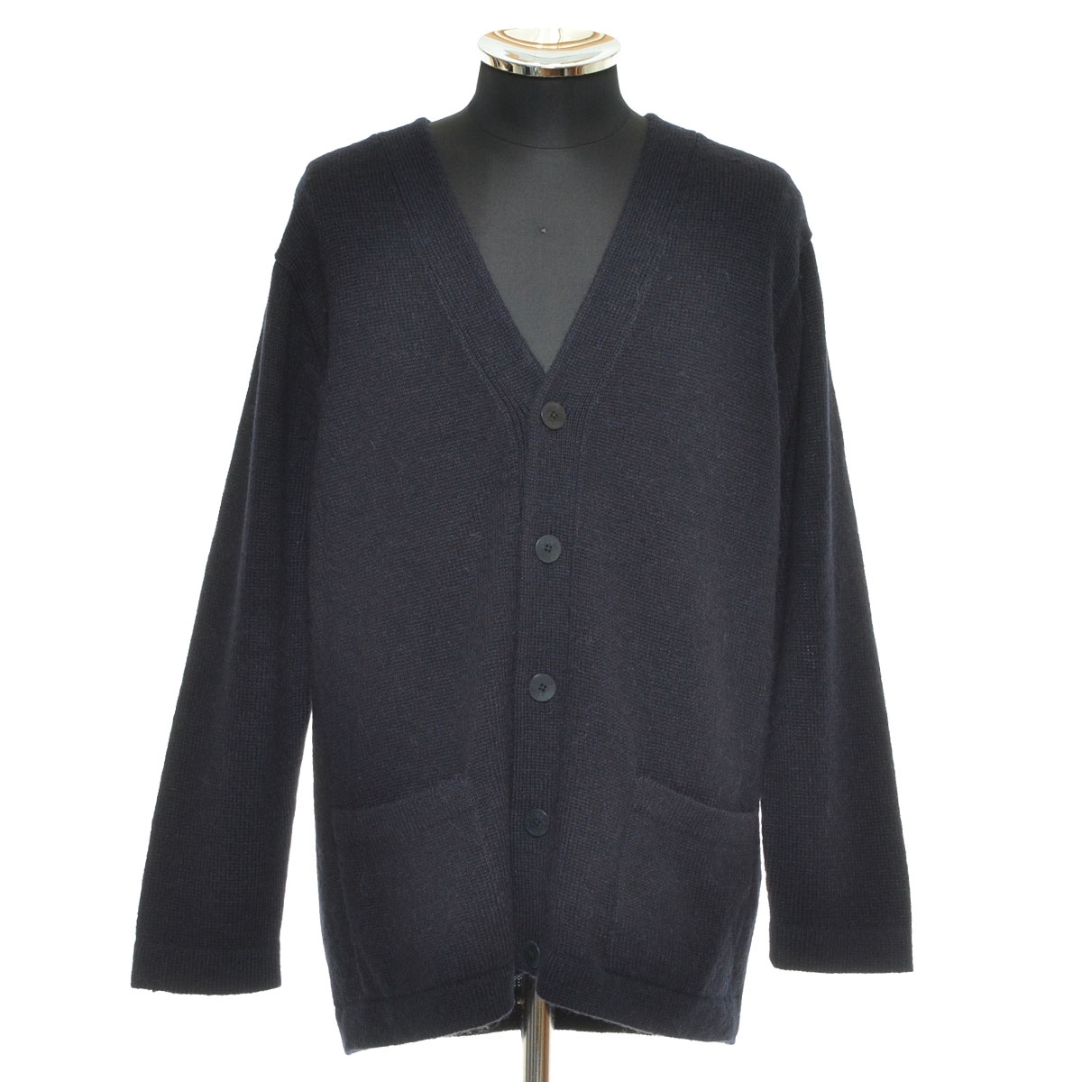 ●566166 THIBAULT VAN DER STRAETE ティボーヴァンダルストラット ●ニットカーディガン アルパカウールニット サイズM メンズ ネイビー拍卖
