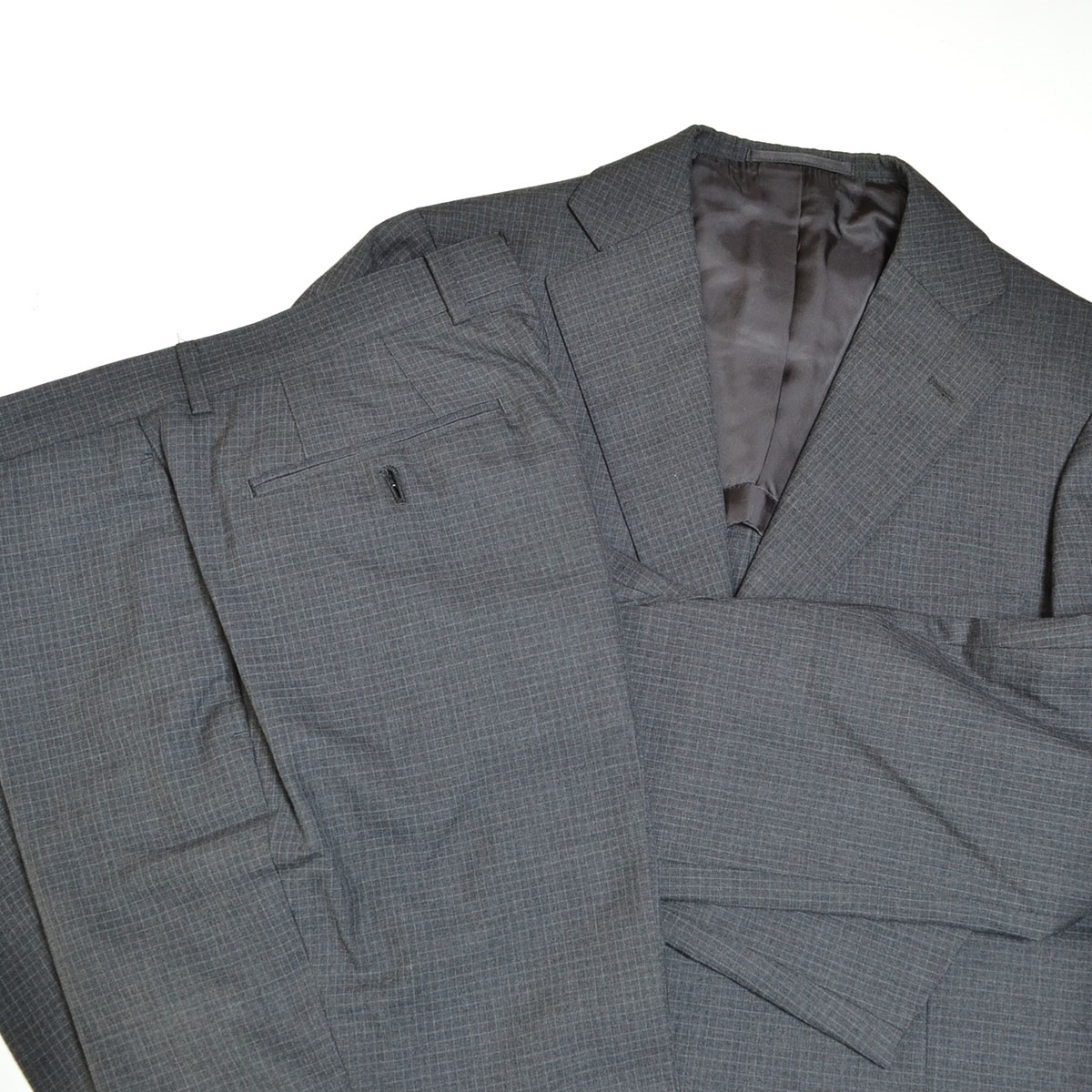 〇562904 Nolley's ノーリーズ ○スーツ セットアップ 上下セット 3B シングル 段返り サイズ44 メンズ グレー チェック拍卖