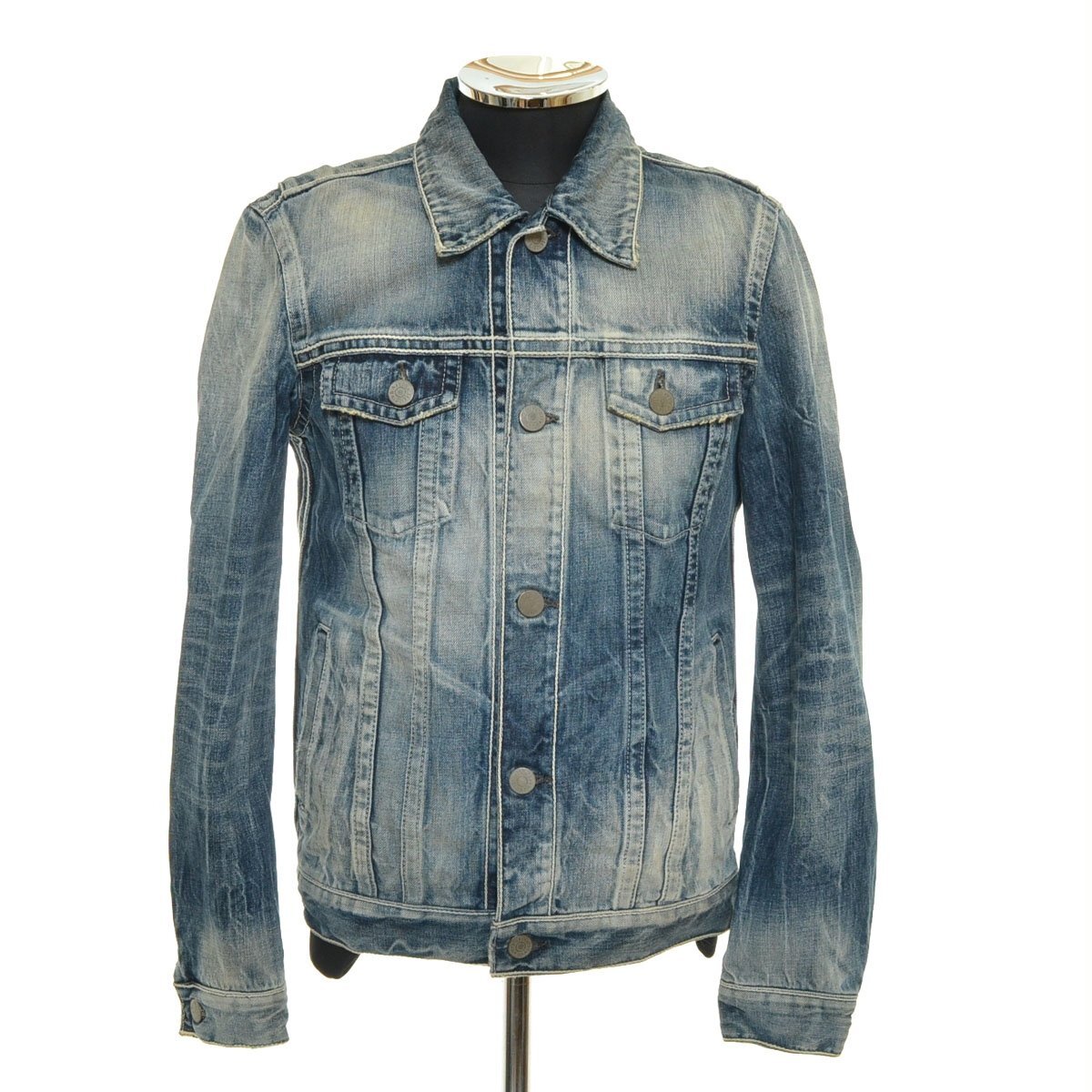 ◆562717 DELAY by Win&Sons ウィン&サンズ ◇デニムジャケット Gジャン ダメージ加工 ウィンテージ加工 サイズ2 メンズ 日本製 インディゴ拍卖