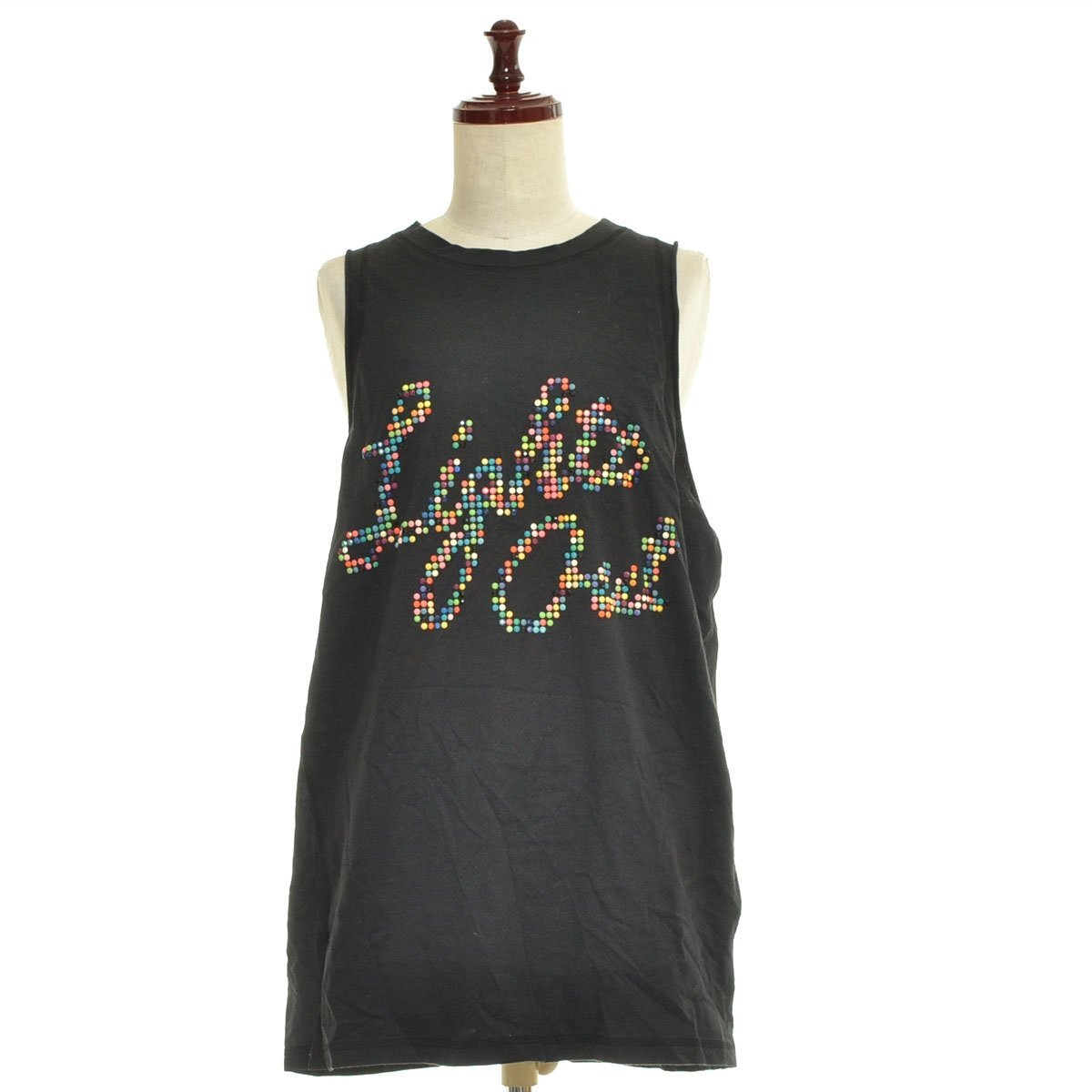 ◇562723 3.1 phillip lim スリーワンフィリップリム ◇ラインストーン チュニックタンクトップ サイズS レディース ブラック拍卖