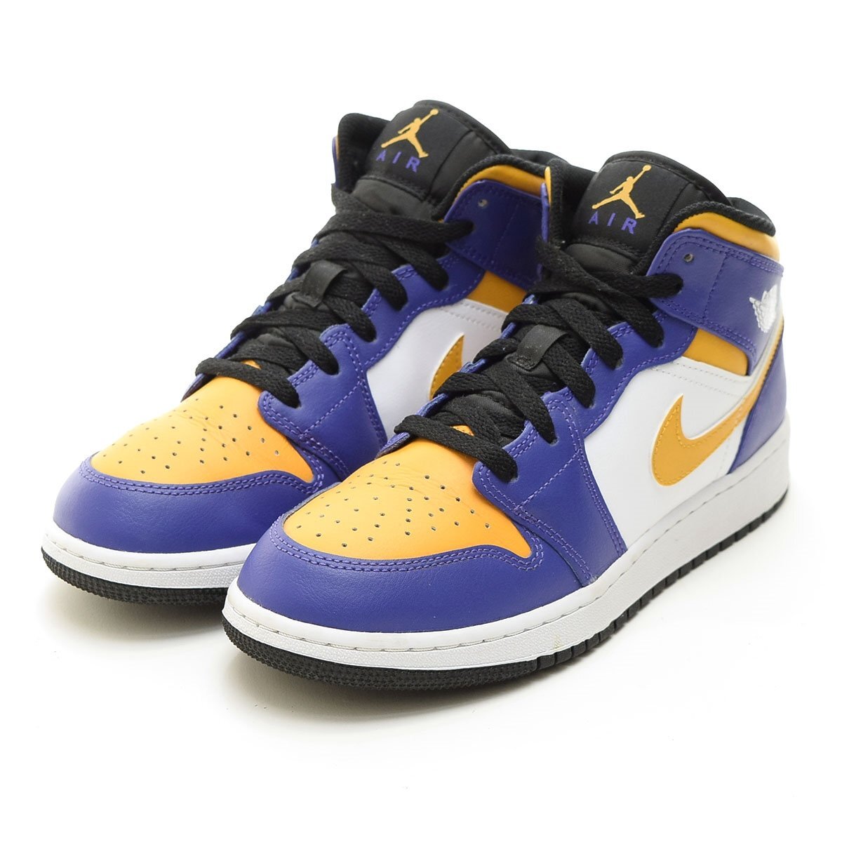 △565265 NIKE ナイキ スニーカー JORDAN BRAND AIR JORDAN 1 MID DQ8423-517 サイズUS6.5/24.5cm レイカーズ色 パープル イエロー拍卖