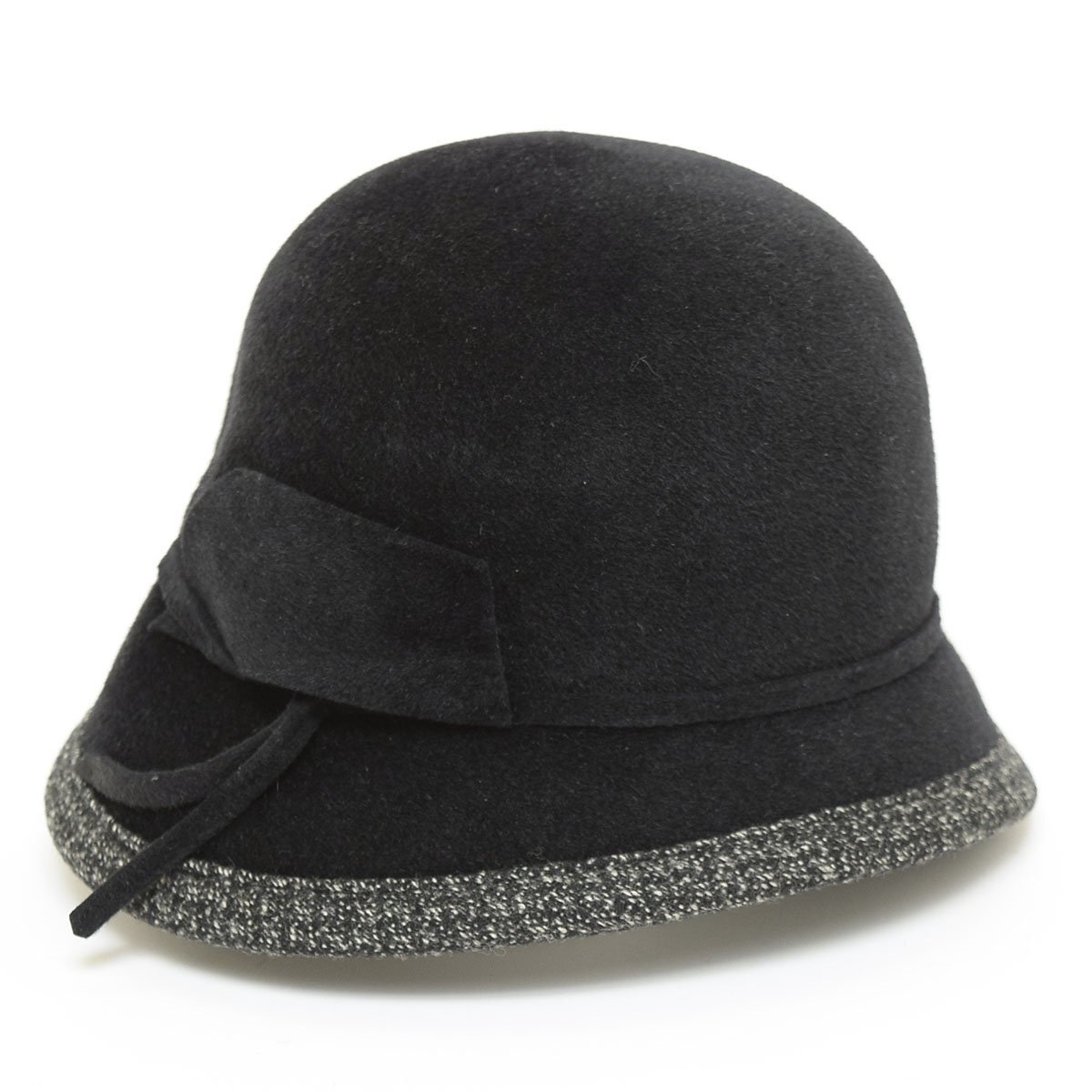 ◇564788 SEEBERGER シーバーガー 帽子 ラビットフェルトハット サイズ約55cm 兎毛 アシメトリー レディース ドイツ製 ブラック拍卖