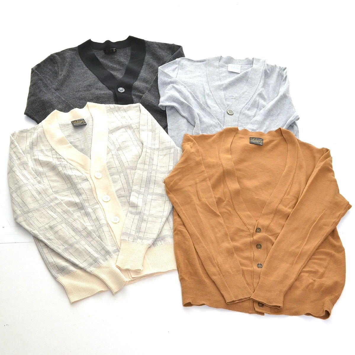 △512402 Letroyes ルトロワ ◇ニット カーディガン 4枚セット セーター サイズS-XS ウール フランス製 キャメル グレー オフホワイト拍卖