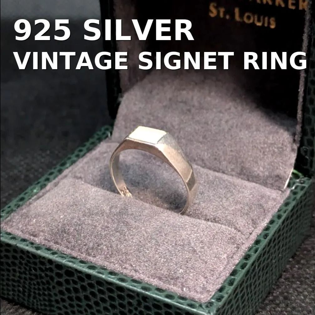 ヴィンテージ マザーオブパール リング スターリングシルバー 925 イギリス 英国 12.5〜13号 約2.8g ユニセックス クラシック 上品 指輪拍卖