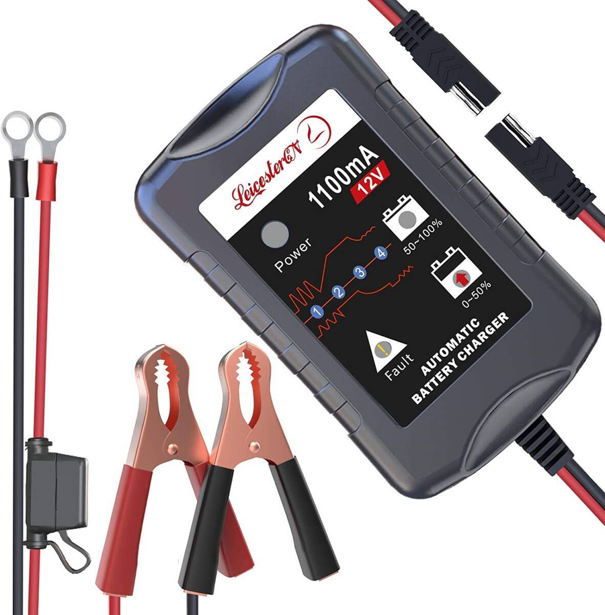 LST 12Vバッテリー充電器 バッテリーチャージャー 3-30Ah用 全自動4ステージ充電 LEDランプ 逆接続拍卖