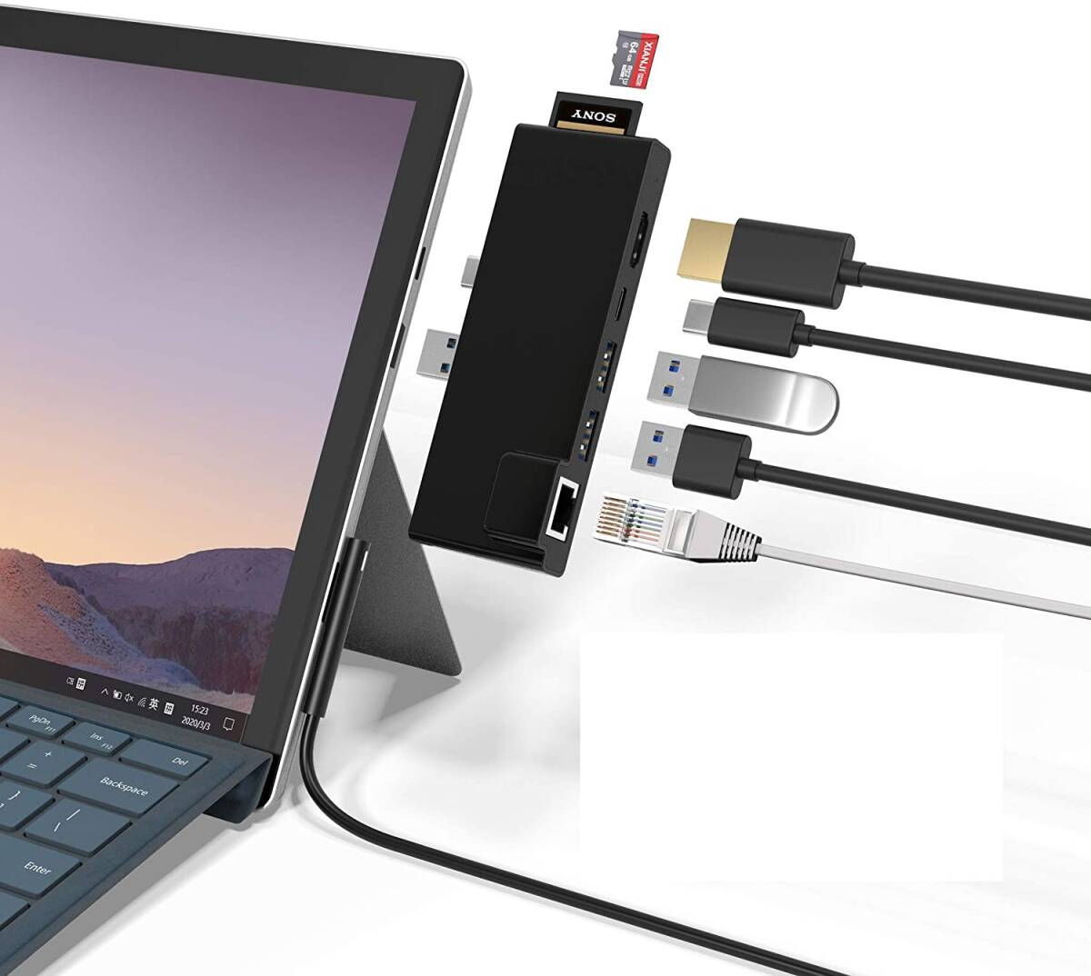 Microsoft Surface Pro 7ハブ 7ポート付き ネット接続ポート拍卖