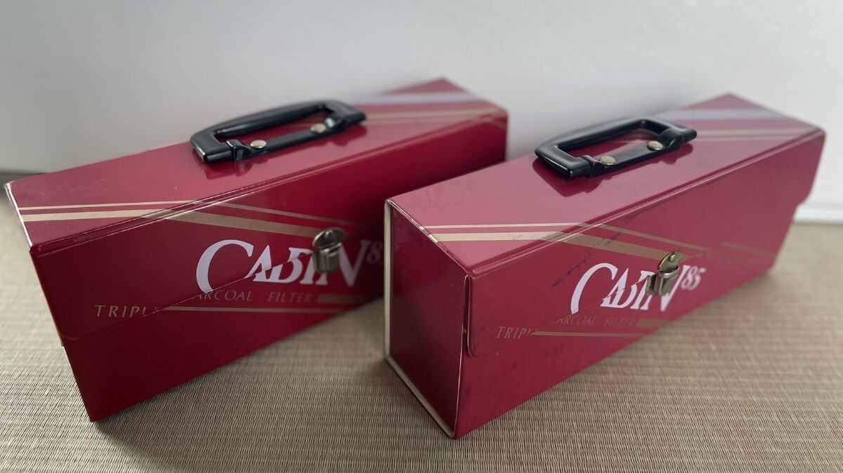 中古品 希少 昭和レトログッズ CABIN85 カセットテープ収納ケース 当時物 タバコ 赤キャビン 現状品 二個セット ※拍卖