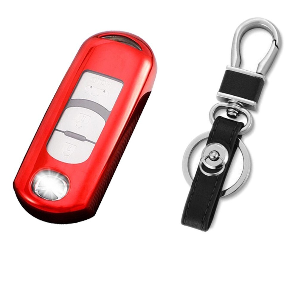 新品即決 マツダ TPU 赤 キーケース キーカバー デミオ アクセラ アテンザ CX3 CX5 CX7 CX8 ロードスター MPV ビアンテ プレマシー拍卖