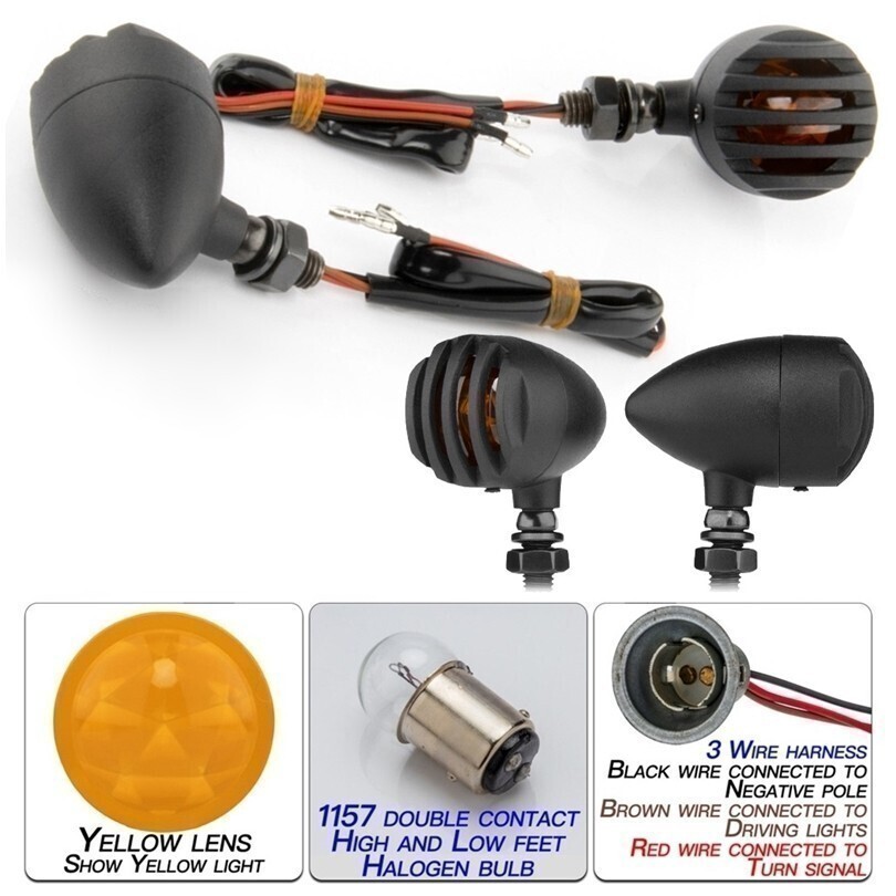 新品即決 バイク 汎用 ハロゲンバルブ 砲弾型 金属製 ウインカー 4個 1台分 W650 W400 デスペラード400 ブルーバード400 ST250 TS250 LC250拍卖