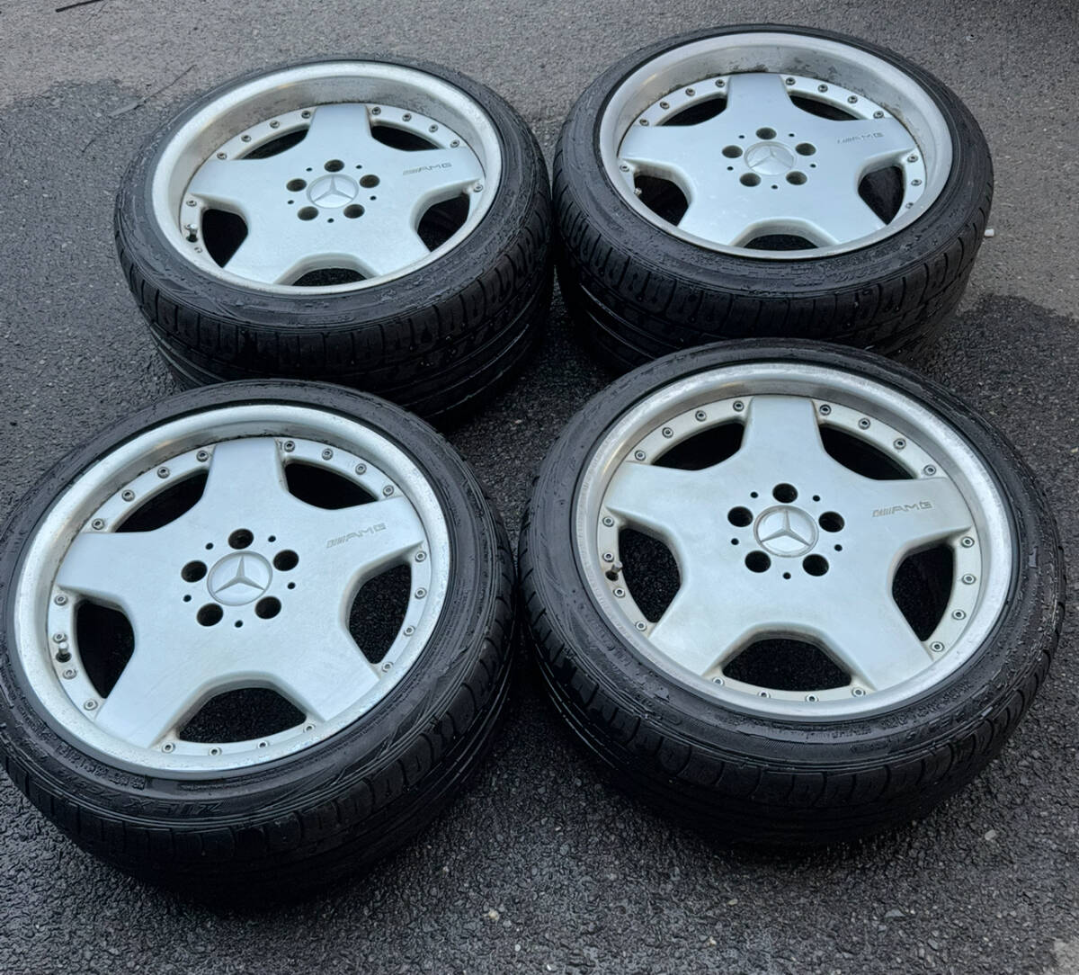 BBS 2P ベンツ SL R129 AMG本物 18インチアルミホイールとタイヤ 検索 ブラバス ロリンザー MAE OZ w124 w210 e500 500e 112 5穴 SL73 SL70拍卖