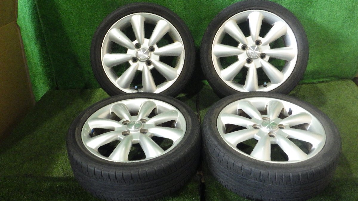 ◆ タイヤ要交換 Exceeder アルミホイール タイヤ 15インチ 4本セット 5.0J +45 PCD100 165/50R15 中古 I67 ◆拍卖