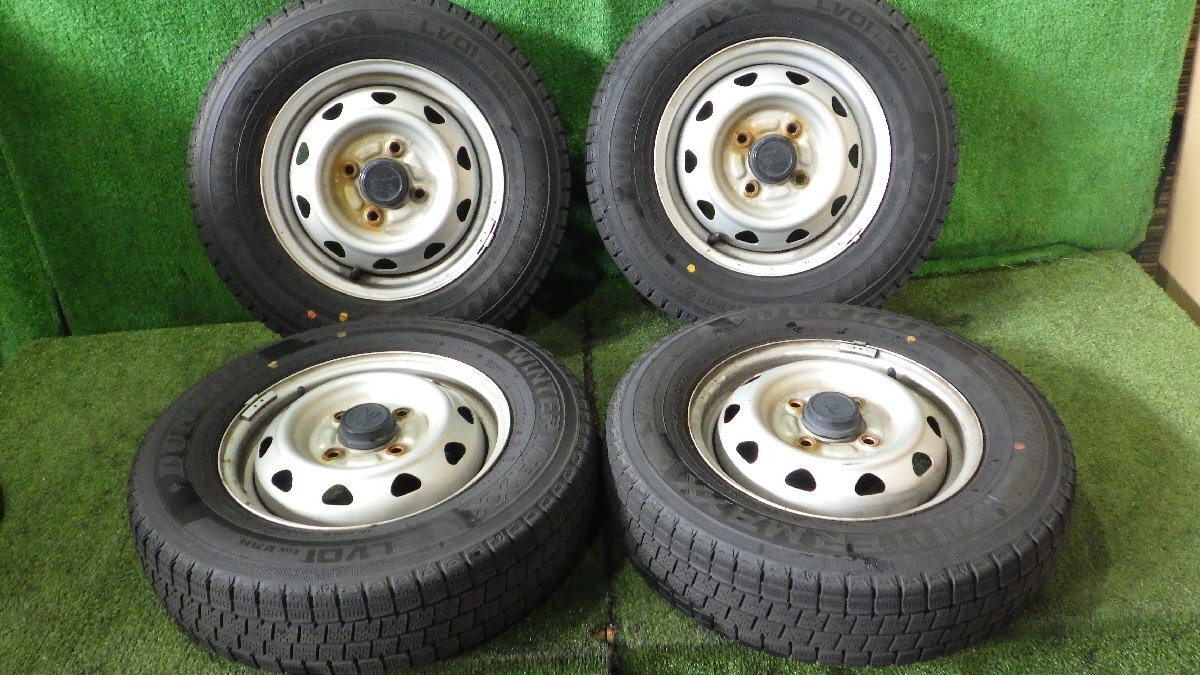 ◆ バリ溝 S321V 社外 鉄 スチールホイール スタッドレスタイヤ 12インチ 4本 ダンロップ WINTER MAXX 145/80R12 80/78N LT 24年製 I80拍卖