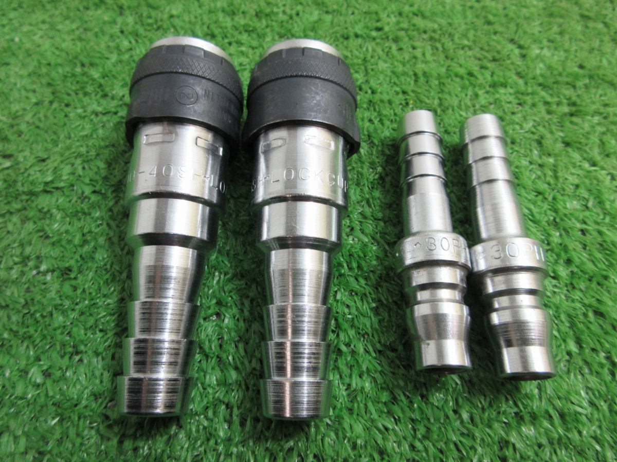 美品【 NITTO / 日東 】 L200-40SH ロックカプラ 200 2個セット 1/2ホース用ニップル 30PH ハイカプラ付き 3/8ホース用ニップル拍卖