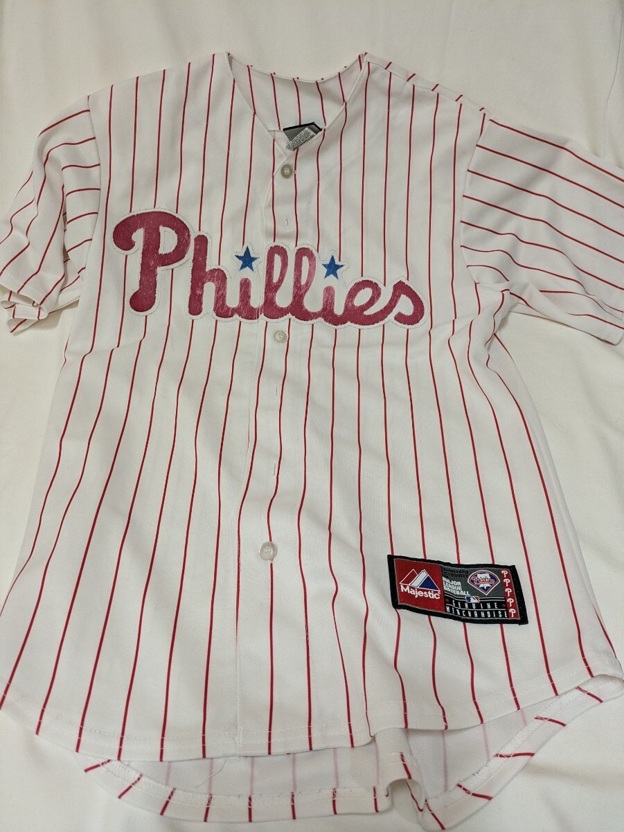 フィリーズ ユニフォーム 古着 オフィシャル MLB Majestic マジェスティック ベースボールシャツ シュワーバー ブライス・ハーパー拍卖