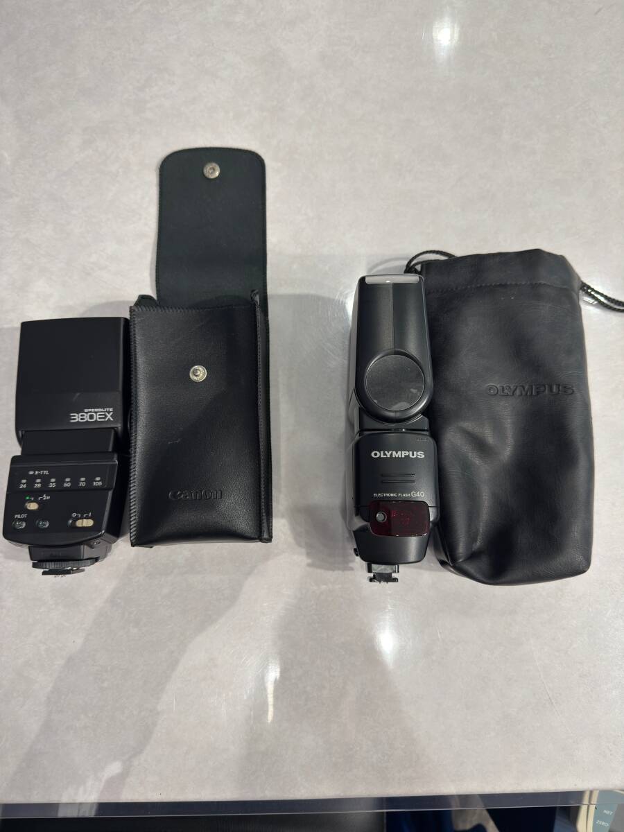 ●H7-9-20 OLYMPUS ELECTRONIC FLASH G40 Canon キャノン 380EX ストロボ フラッシュ セット 通電・動作未確認 保管品 現状品 中古拍卖