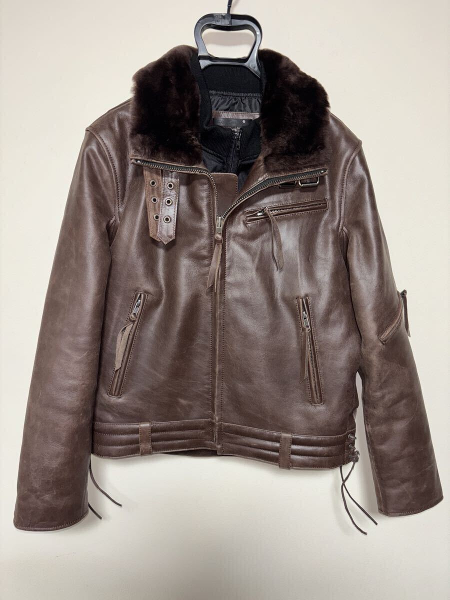 Liugoo Leathers 本革 高機能防寒仕様襟ボアハイネックシングルライダースジャケット メンズ リューグーレザーズ SRYCW01C拍卖