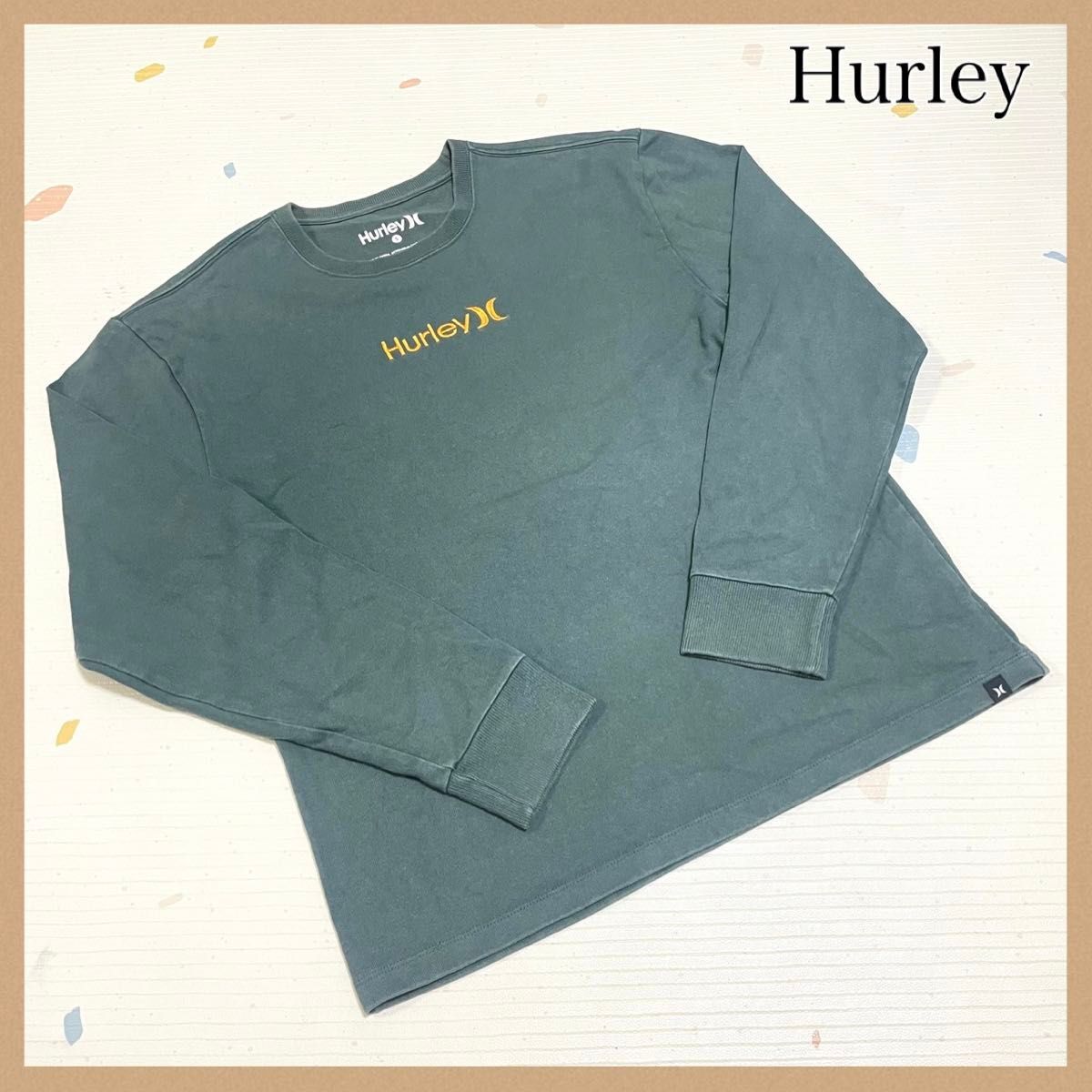 Hurley ハーレー 長袖Tシャツ ロンT クルーネック コットン メンズ Sサイズ Tシャツ トレーナー グリーン 緑拍卖