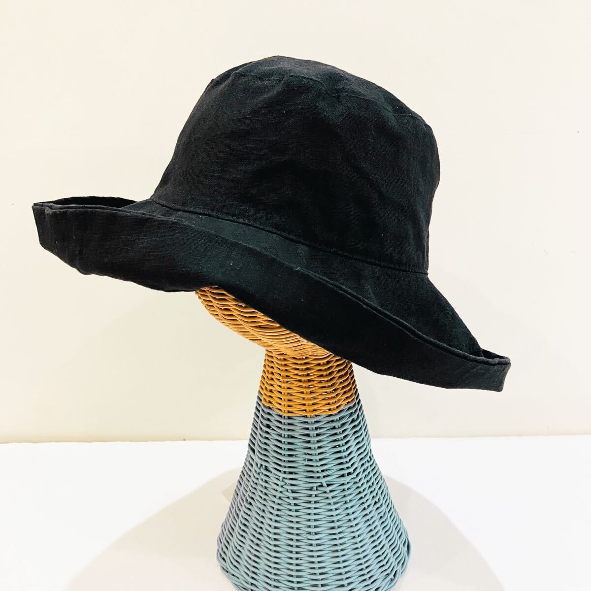 【新品未使用】志成販売 shesay 帽子 ファブリックハット ブラック 黒 折りたためる 洗える 綿麻 通気性 日焼け防止 旅行 アウトドア拍卖