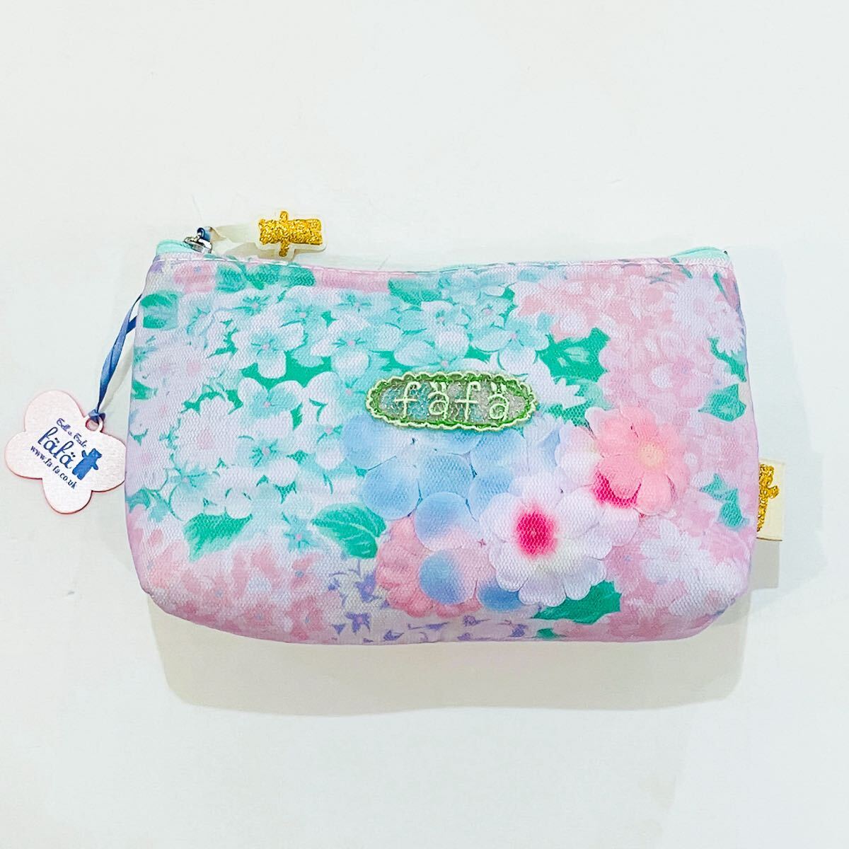 【新品未使用】fafa フェフェ ポーチ グリーンマルチフラワー チュールレース お花 造花 花柄 ファスナー コスメ ファンシー レディース拍卖