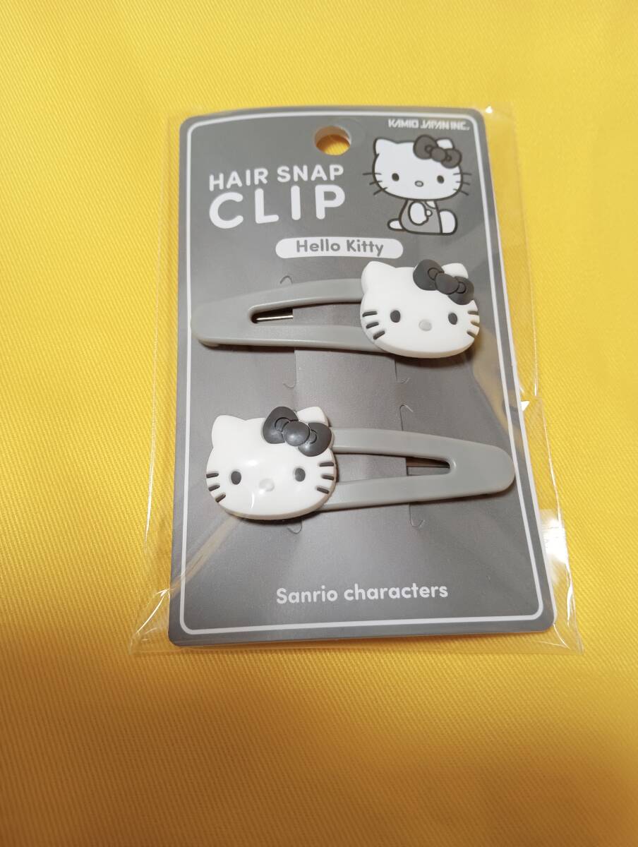 ★サンリオ★キティ★ヘアピン★クリップ★前髪クリップ★シンプル★白黒グレー★かっちんどめ★サンリオキャラクターズ★拍卖