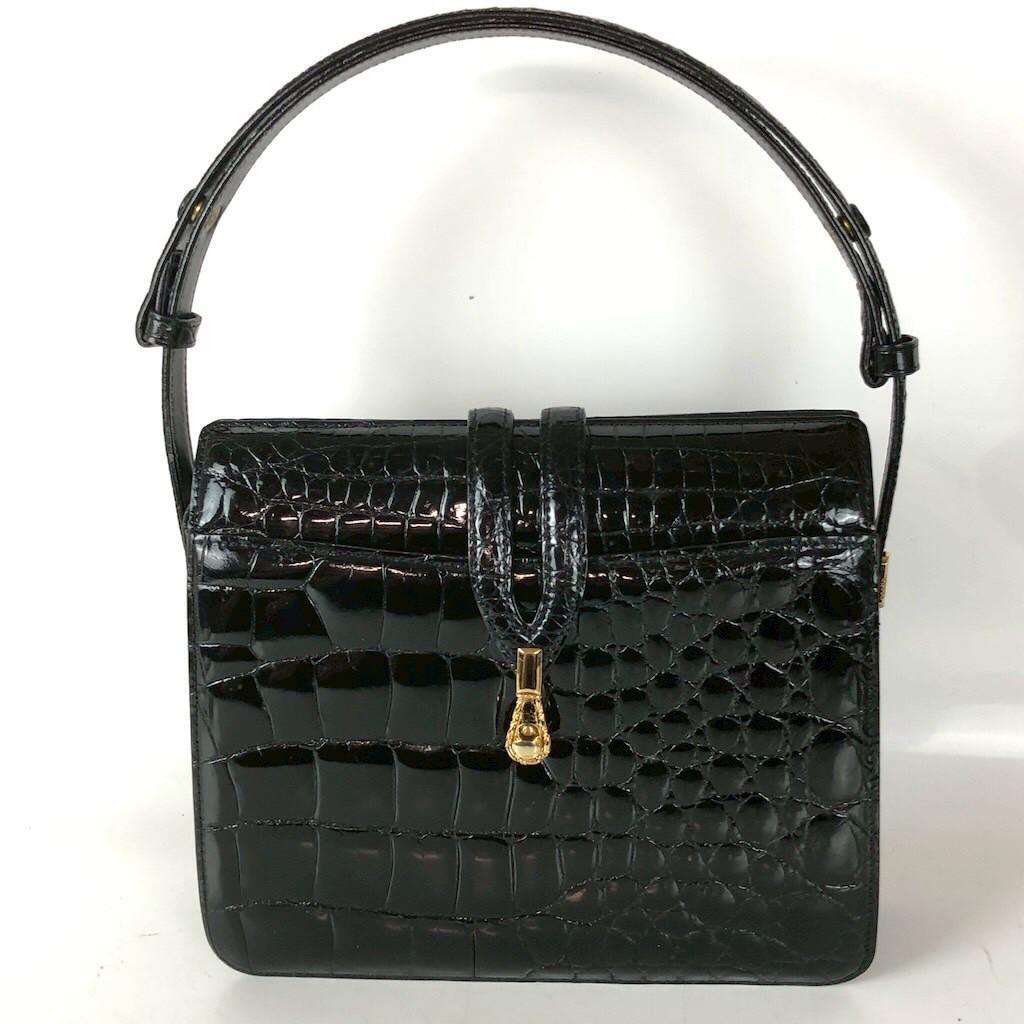 クロコダイル革 ハンドバッグ ブラック レディース ブランド 鞄 かばん バッグ レディース メンズ ブランド拍卖