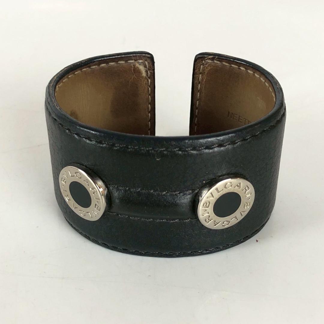 BVLGARI ブルガリ レザー バングル ブラック レディース ブランド アクセサリー 小物拍卖