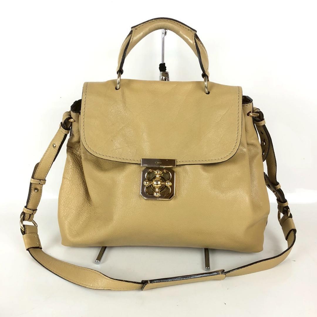 Chlo クロエ エルシー 2WAY レザーバッグ ベージュ ゴールド金具 鞄 かばん バッグ レディース メンズ ブランド拍卖