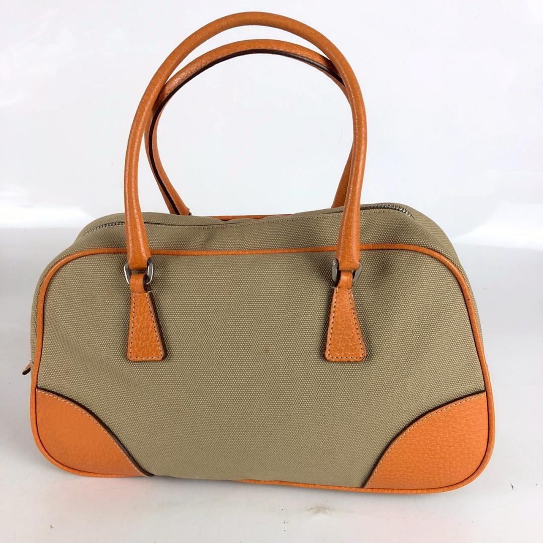 PRADA プラダ キャンバス ハンドバッグ オレンジ レディース ブランド 鞄 かばん バッグ レディース メンズ ブランド拍卖