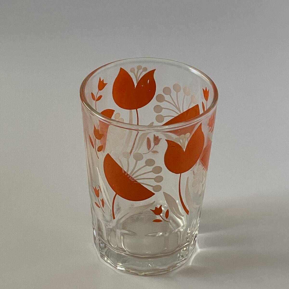 ◆台湾レトログラス◆オレンジ 花◆台湾ガラス◆ヴィンテージ拍卖