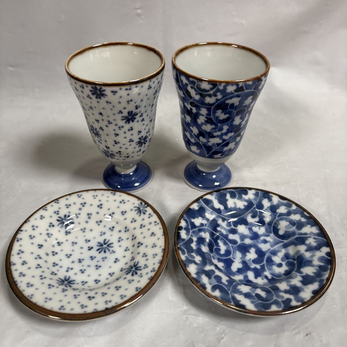 美濃焼 ぶるー浪漫 ピルスナー小皿 ペアセット 未使用品拍卖