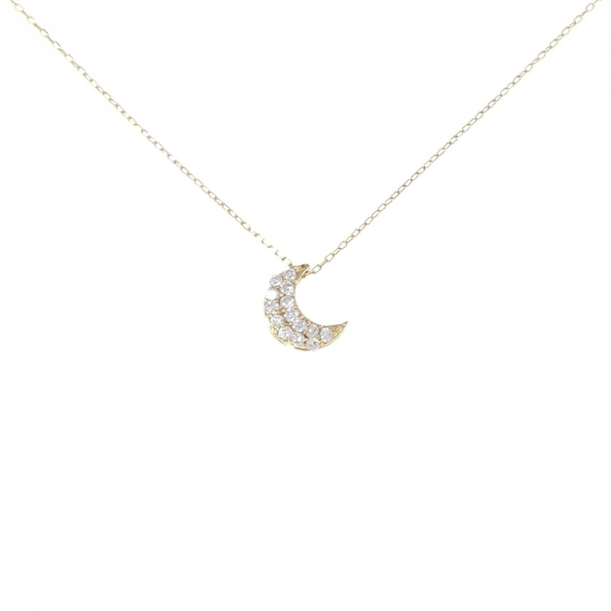 【新品】K18YGムーン ダイヤモンド ネックレス 0.10CT拍卖