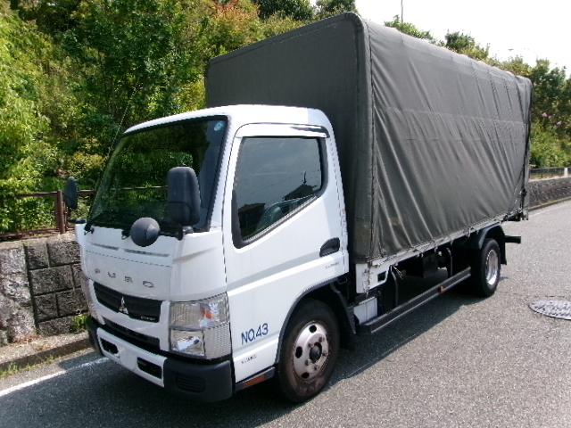 激安車に猪突猛進!!H26年式キャンター☆平ボディ☆幌付き☆ETC☆特殊AT☆4P10☆積載2950kg☆ディーゼル車☆予備検査付拍卖