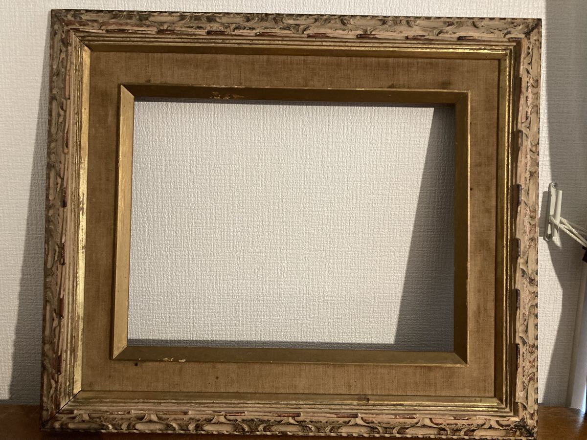 1,000円スタート アンティーク 額縁 油彩額 油絵 インテリア アートフレーム 空額 ゴールド 額 木製 ビンテージ拍卖