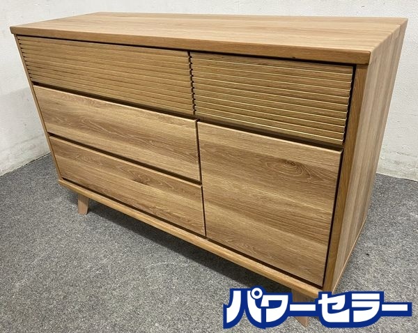 シギヤマ ローチェスト クロスタイム サボナ 幅120 ホワイトオーク材 サイドボード リビング インテリア 中古家具 店頭引取歓迎 R10063拍卖