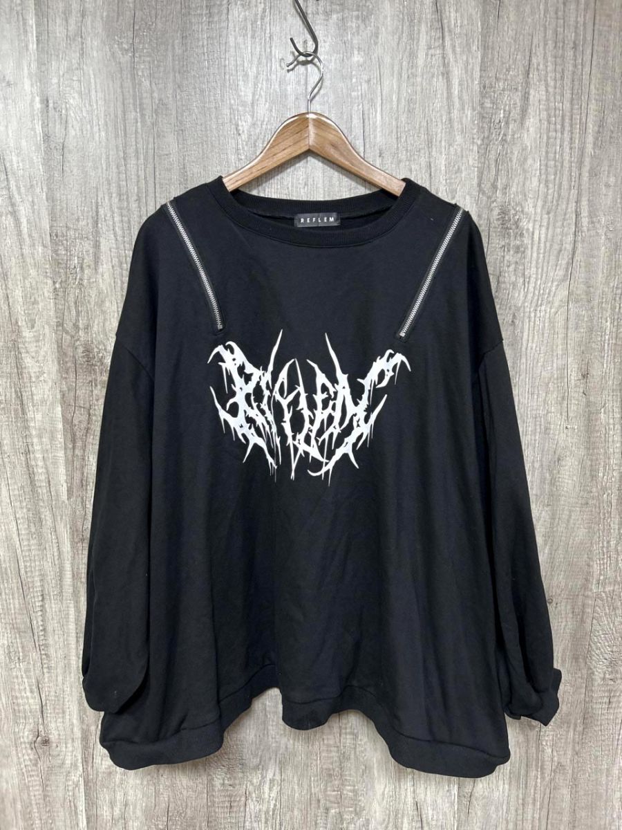 REFLEM ファスナー プリント スウェット sizeF/黒 ◆■ メンズ拍卖