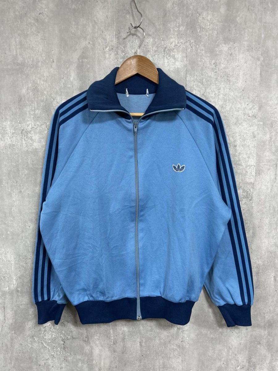 ネコポスOK adidas アディダス 80’s トラックジャケット デサント プルオーバー sizeM/青 ■■◎ メンズ拍卖