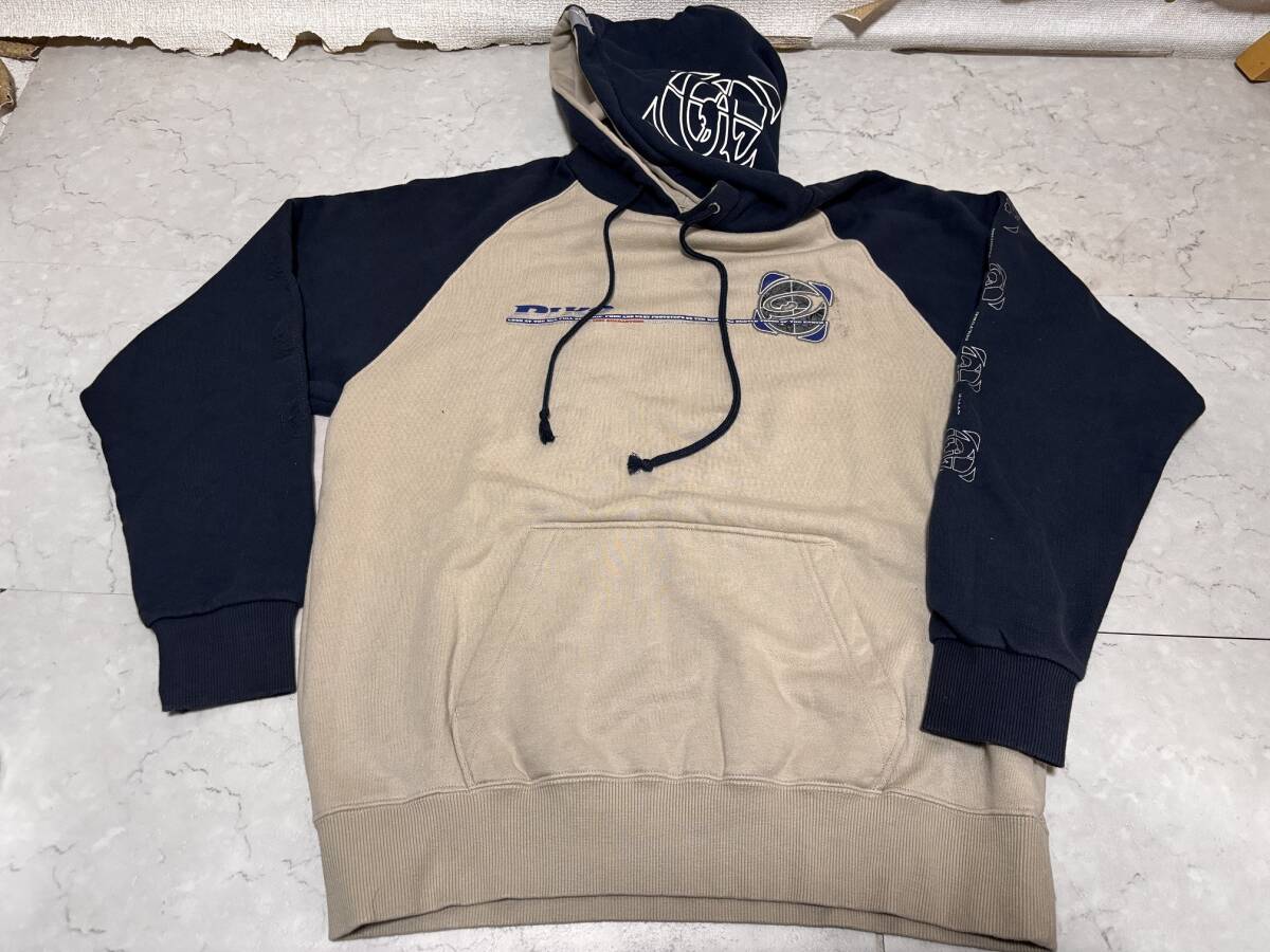d4611◆平成レトロ◆ピコPIKOメンズ フード付きトレーナーMネイビー×ベージュ拍卖