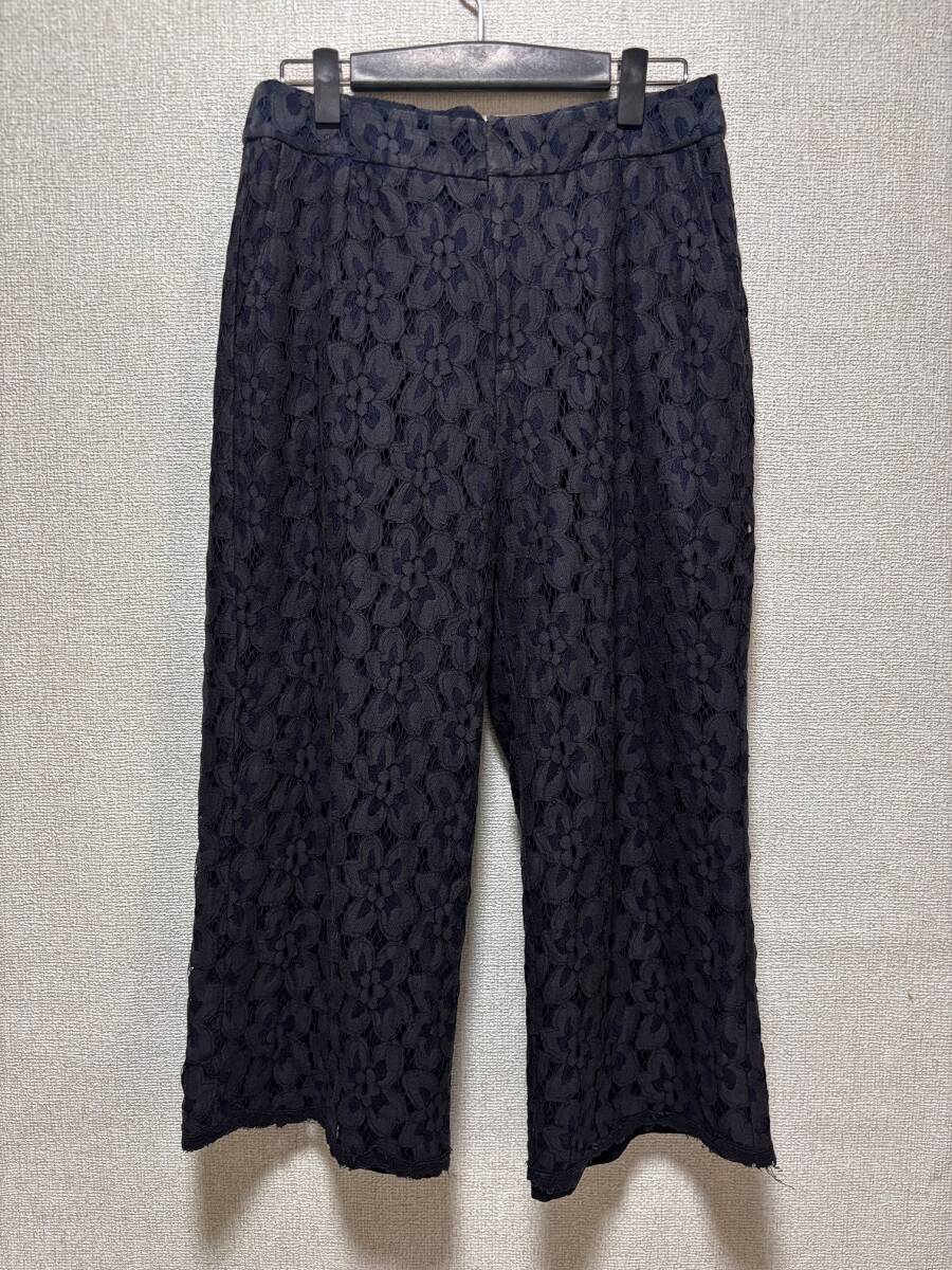 d4610◆マダムミーナMADAM MINA カットレース8分丈パンツL紺拍卖