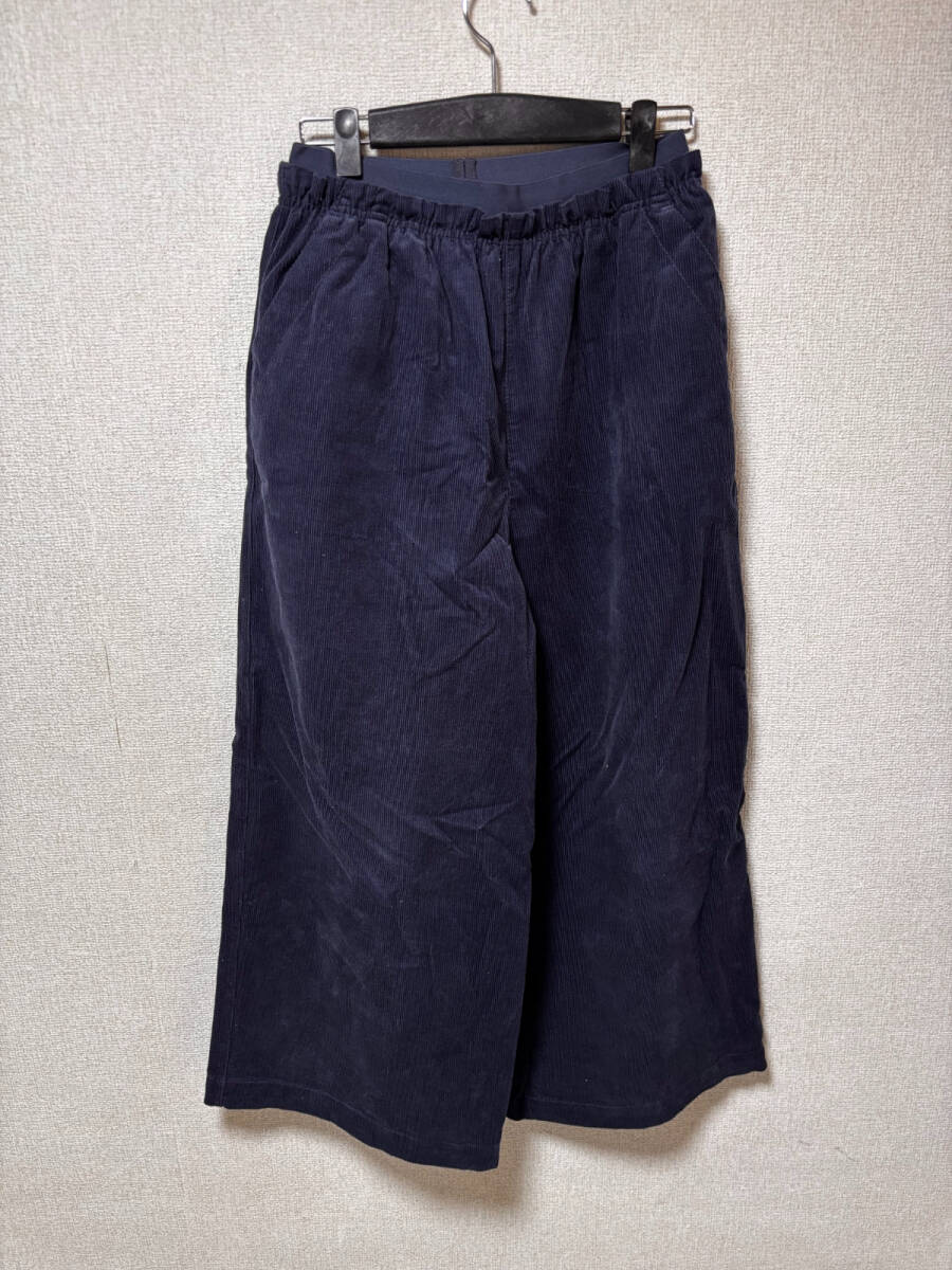 d4648◆リラシク LILASICコーデュロイワイドパンツM紺拍卖