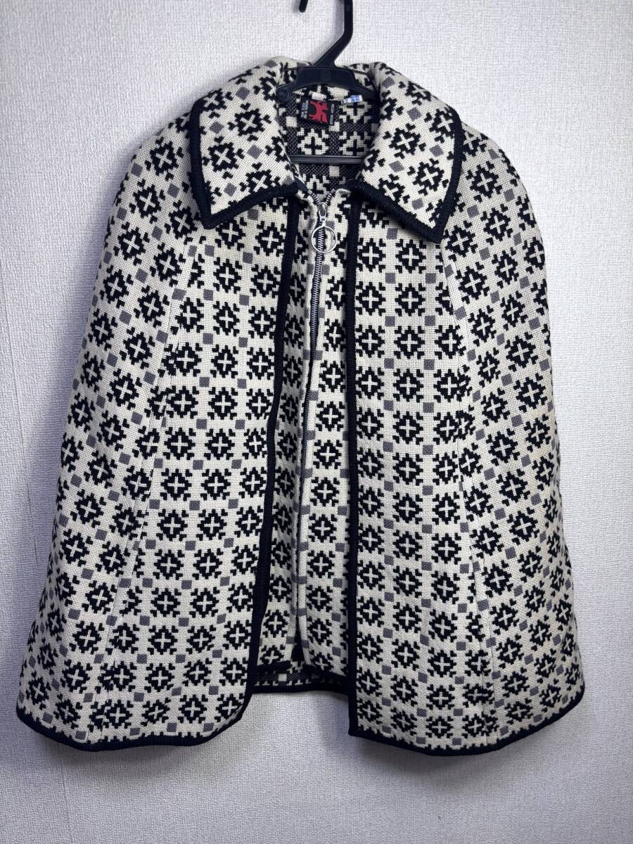 d4758◆レトロ希少!◆英国製Craft Centre Cymru ウール100%マントコートSサイズ拍卖