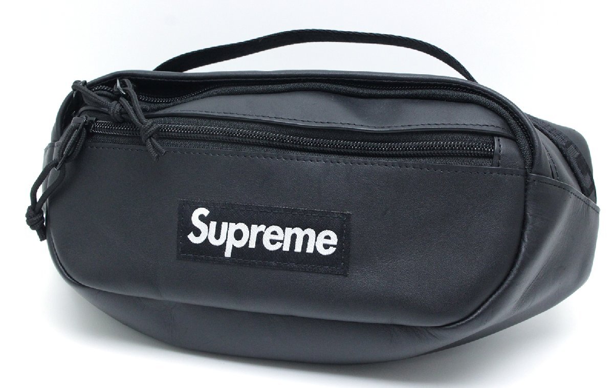 中古 美品 Supreme シュプリーム ブラック レザー クロスボディ バッグ拍卖