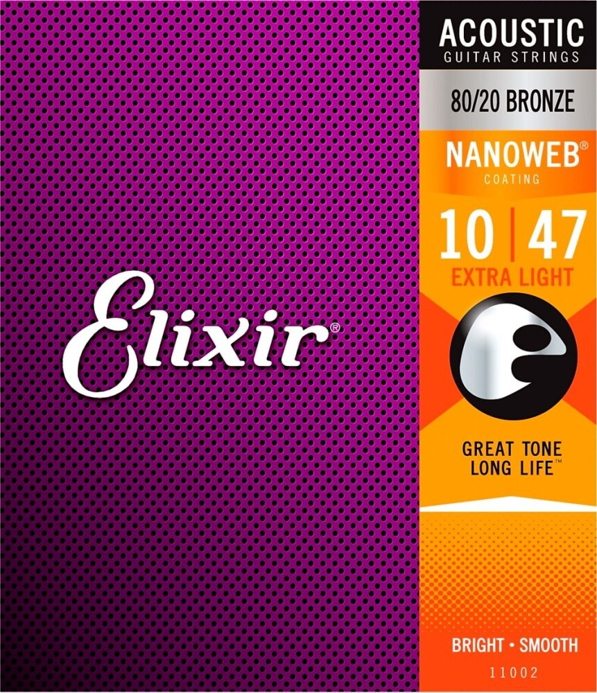 Elixir エリクサー アコースティックギター弦 NANOWEB 80/20ブロンズ Extra Light .010-.047 #11002拍卖