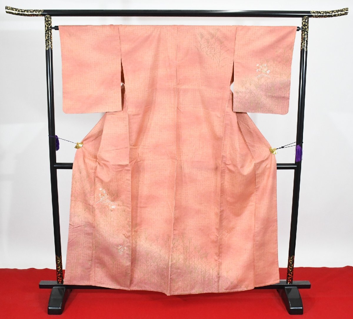 紬 つむぎ 薄木 単衣 身丈155cm 裄丈65cm ★着物 pb-3633 桜庭呉服店拍卖