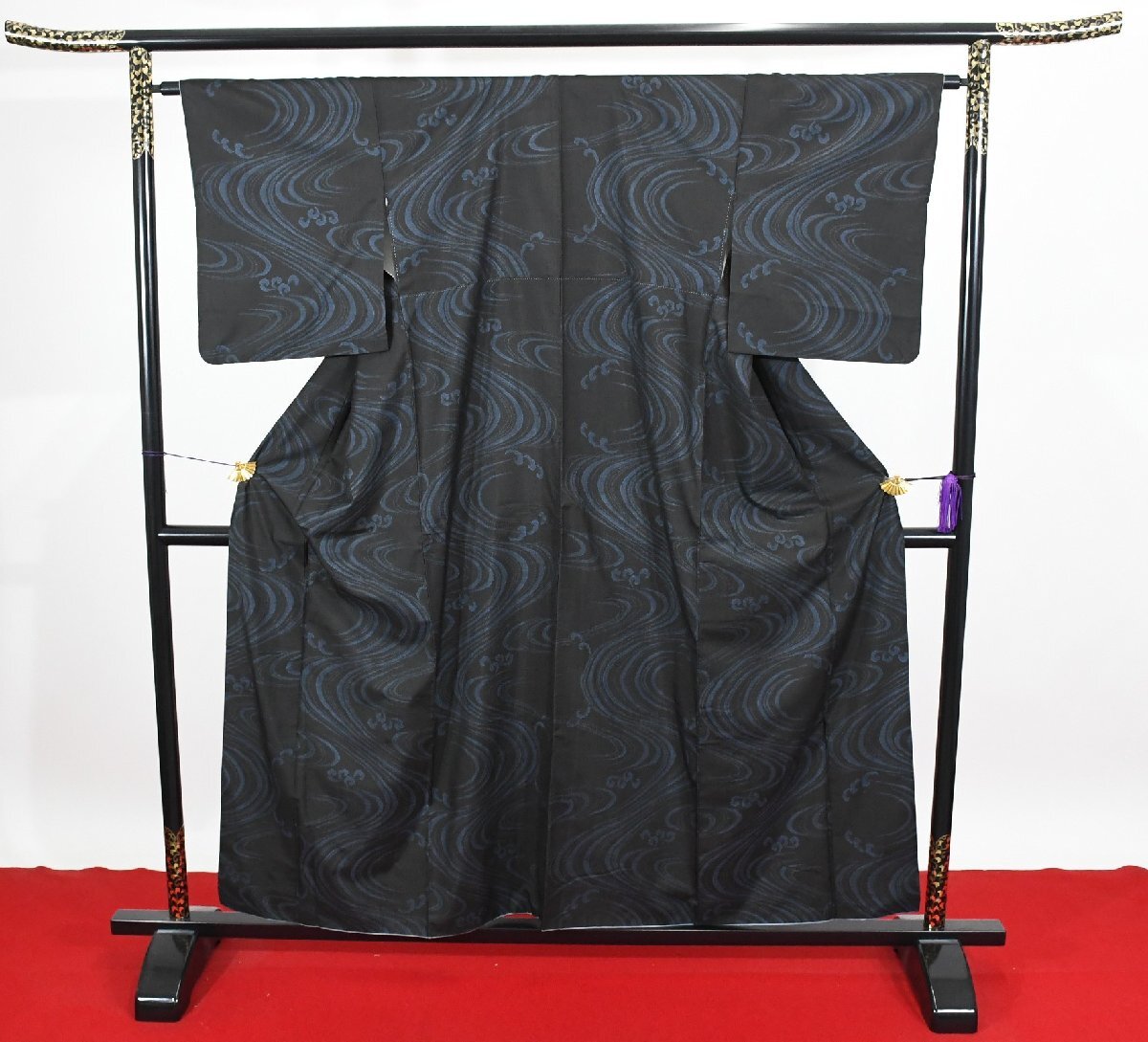 大島紬 泥 波 正絹 身丈151cm 裄丈65cm ★着物 pb-3537 桜庭呉服店拍卖